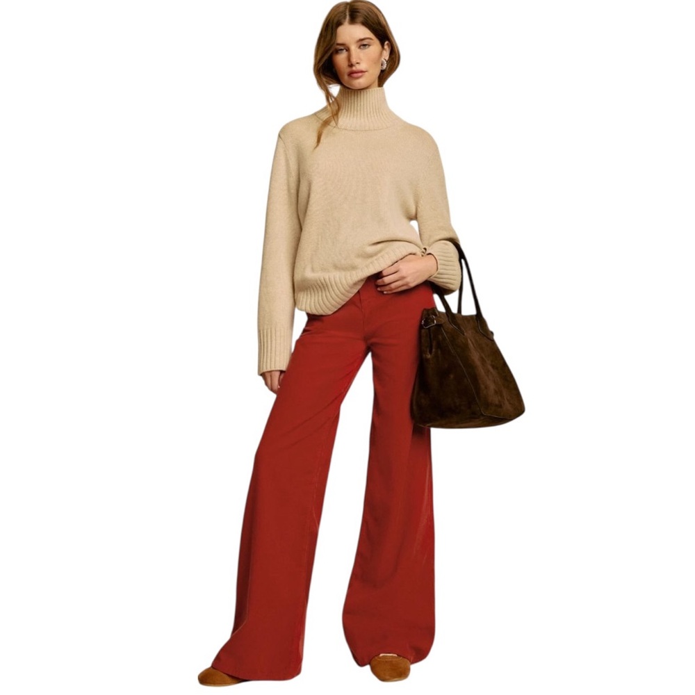 Reformation NWT 
Eden Wide Leg Corduroy Pants in Red Sz 33